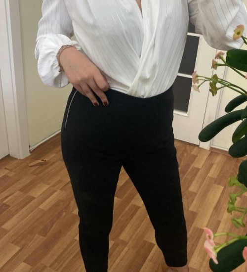 Parlak Çizgili Bodysuit Bluz - EKRU Parlak Çizgili Bodysuit Bluz - EKRU