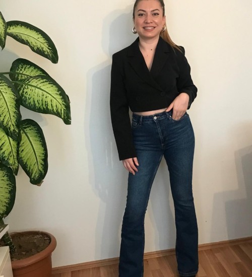 Tek Düğmeli Crop Ceket Siyah Tek Düğmeli Crop Ceket Siyah