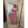 Gömlek Yaka Boydan Düğmeli Kemerli Elbise / Pembe Gömlek Yaka Boydan Düğmeli Kemerli Elbise / Pembe