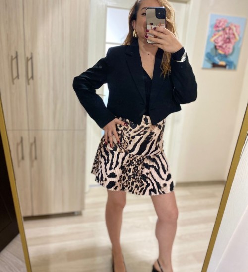 PİLELİ LEOPAR MİNİ ETEK PİLELİ LEOPAR MİNİ ETEK