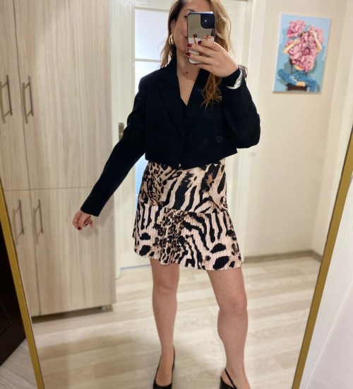 PİLELİ LEOPAR MİNİ ETEK PİLELİ LEOPAR MİNİ ETEK