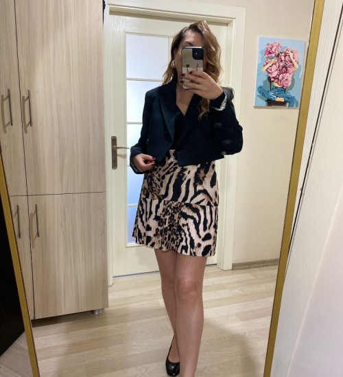 PİLELİ LEOPAR MİNİ ETEK PİLELİ LEOPAR MİNİ ETEK