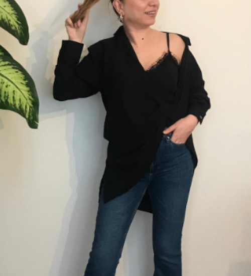 Atlet Detaylı Bluz Siyah Atlet Detaylı Bluz Siyah