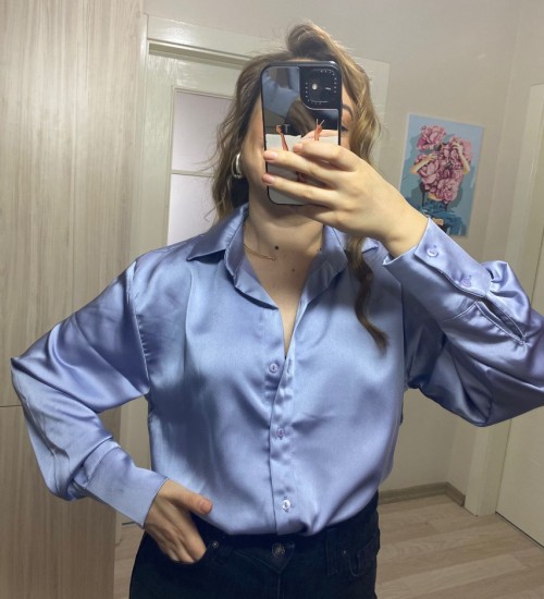 Premium Kalite Saten Gömlek - Lila Premium Kalite Saten Gömlek - Lila