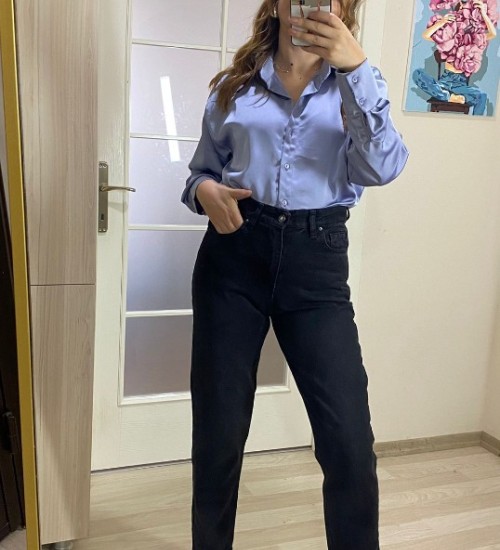 Premium Kalite Saten Gömlek - Lila Premium Kalite Saten Gömlek - Lila