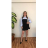 GARNİLİ ÇİZGİLİ MİNİ GÖMLEK ELBİSE GARNİLİ ÇİZGİLİ MİNİ GÖMLEK ELBİSE