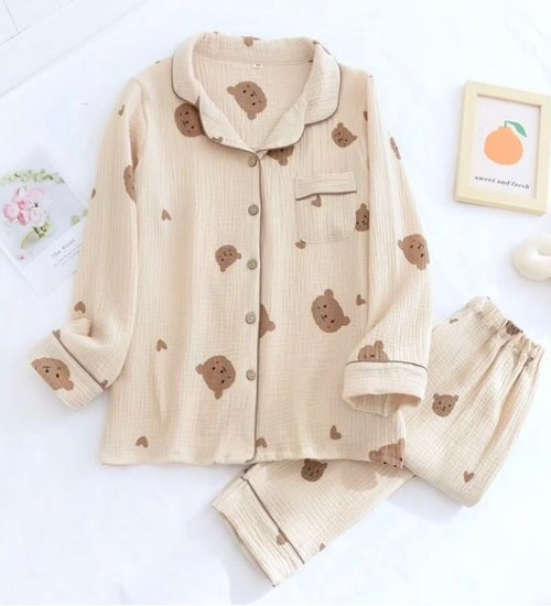 Krinkıl Bear Örme Special Kumaş Pijama Takımı Kahverengi Krinkıl Bear Örme Special Kumaş Pijama Takımı Kahverengi