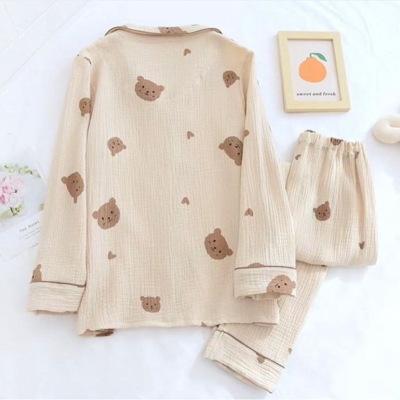 Krinkıl Bear Örme Special Kumaş Pijama Takımı Kahverengi