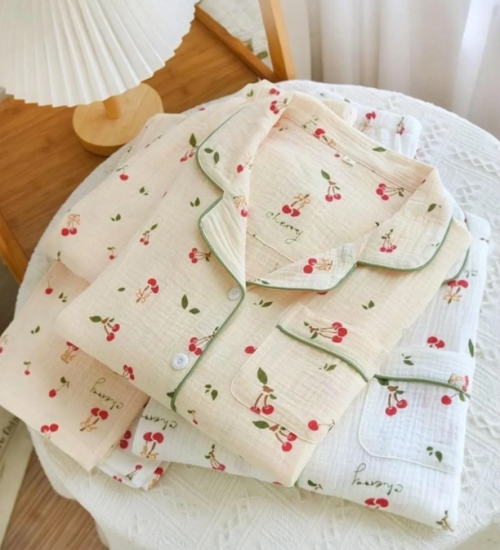 Beatiful Krinkıl Örme Little Cherry Special Kumaş Pijama Takımı Beyaz Beatiful Krinkıl Örme Little Cherry Special Kumaş Pijama Takımı Beyaz